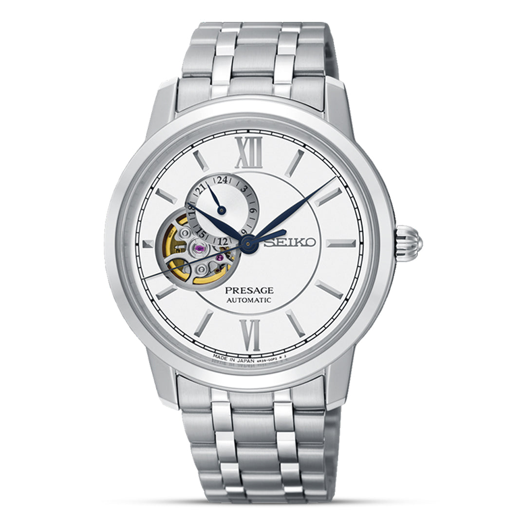 Seiko Presage Automatic Skeleton White Dial Men's Watch SSA365J1