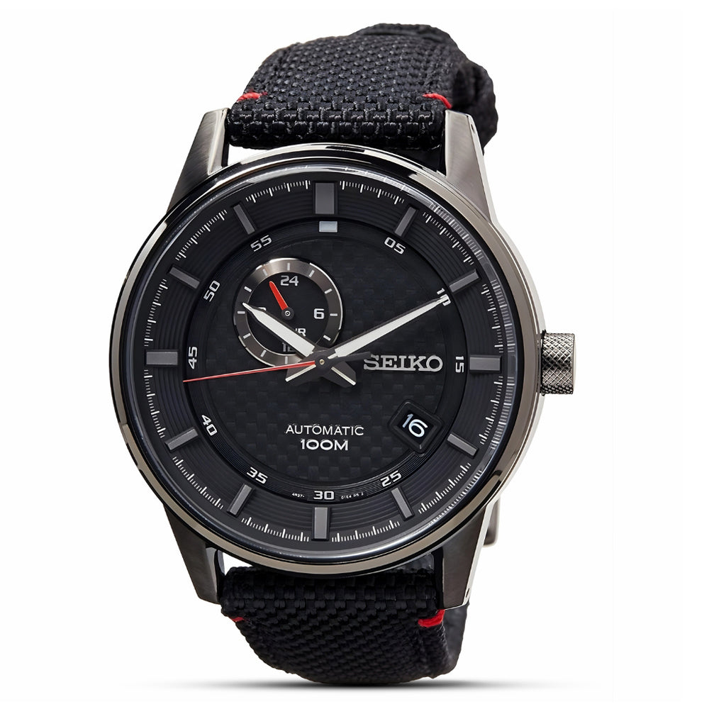 Seiko Sports Automatic Black Nylon Strap Black Dial Men's Watch | SSA383K1