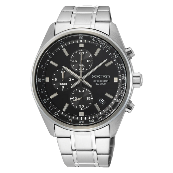 SEIKO Chronograph Quartz Black Dial Men's Watch| SSB379P1