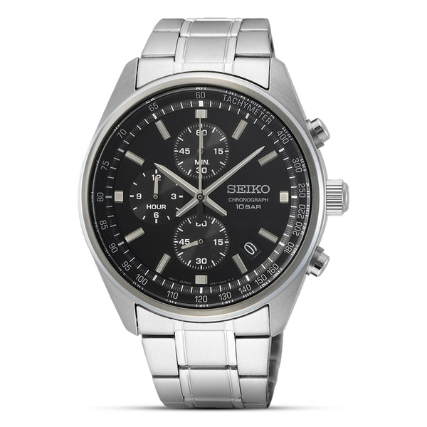 SEIKO Chronograph Quartz Black Dial Men's Watch| SSB379P1