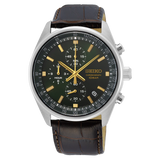 Seiko Chronograph Green Dial Leather Men's Watch| SSB385P1