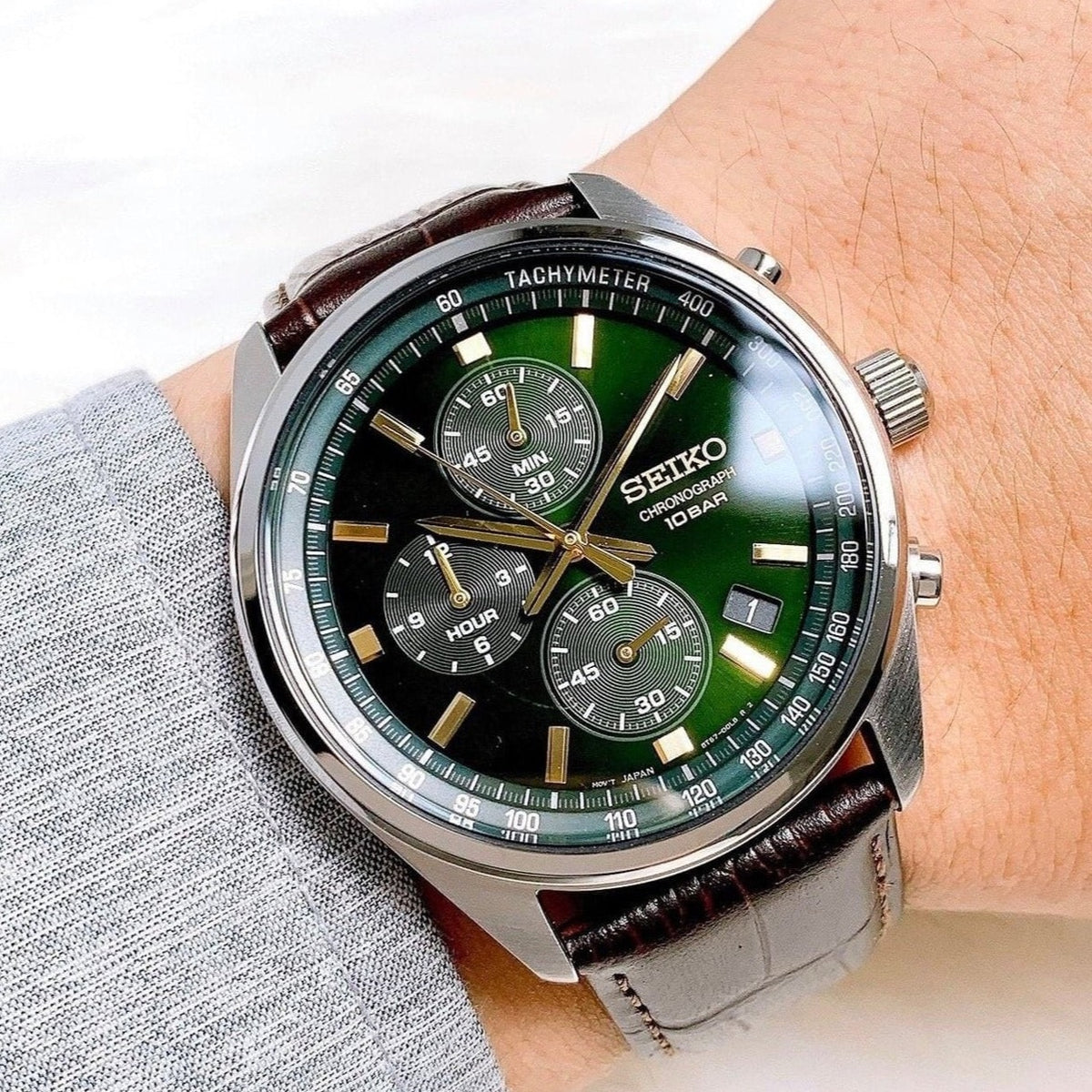 Seiko green chronograph sale