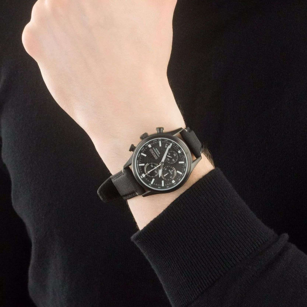 Seiko Sport Chronograph Black Dial Men's Watch SSB421P1