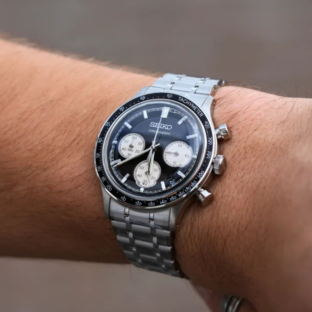 Seiko Essentials Chronograph Black Dial Men's Watch | SSB479P1
