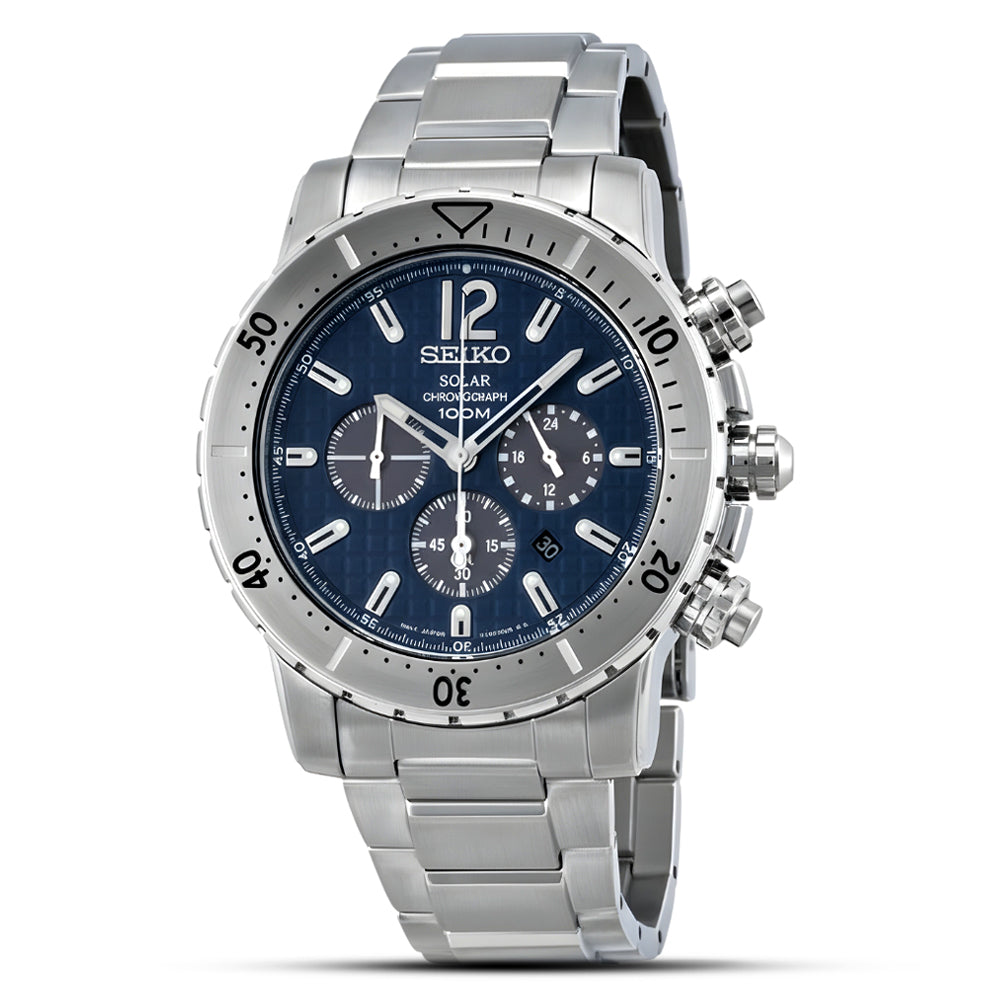 Seiko Solar Blue Chronograph Dial Men's Watch | SSC221P1