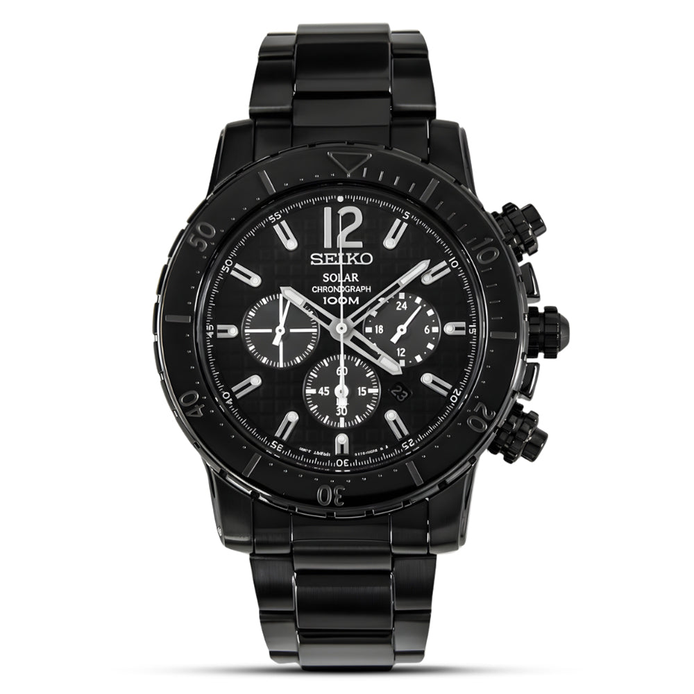 Seiko Solar Black Chronograph Dial Men's Watch | SSC225P1
