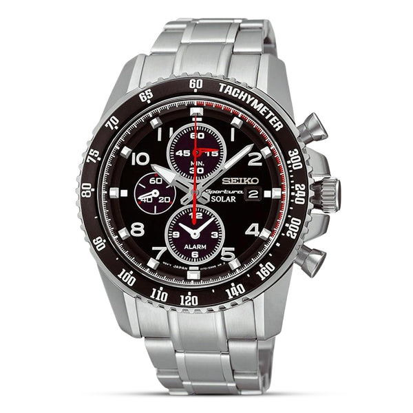 Seiko Sportura Solar Chronograph Black Dial Men's Watch | SSC271