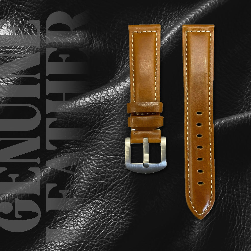 Cavern 22mm Plain Brown Leather Strap