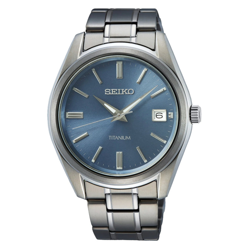 Seiko Titanium Cased Blue Dial Stainless Steel Watch | SUR371P1