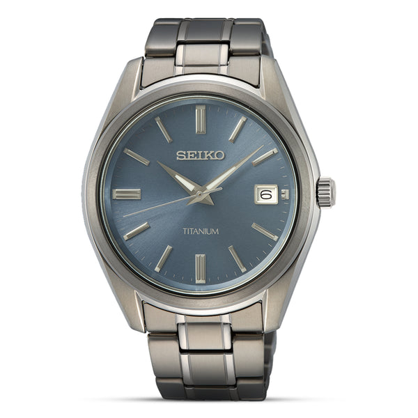 Seiko Titanium Cased Blue Dial Stainless Steel Watch | SUR371P1