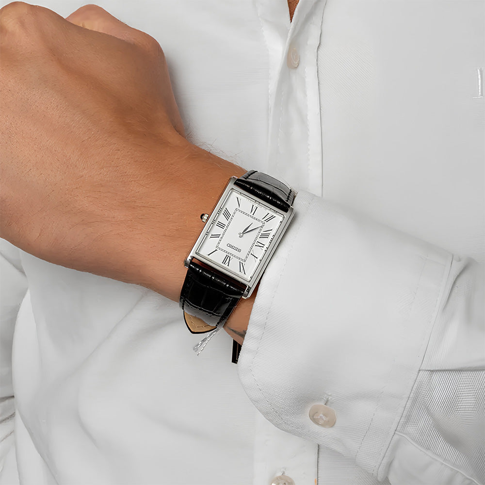 Seiko Conceptual Quartz Rectangular White Dial Men's Watch SWR103P1