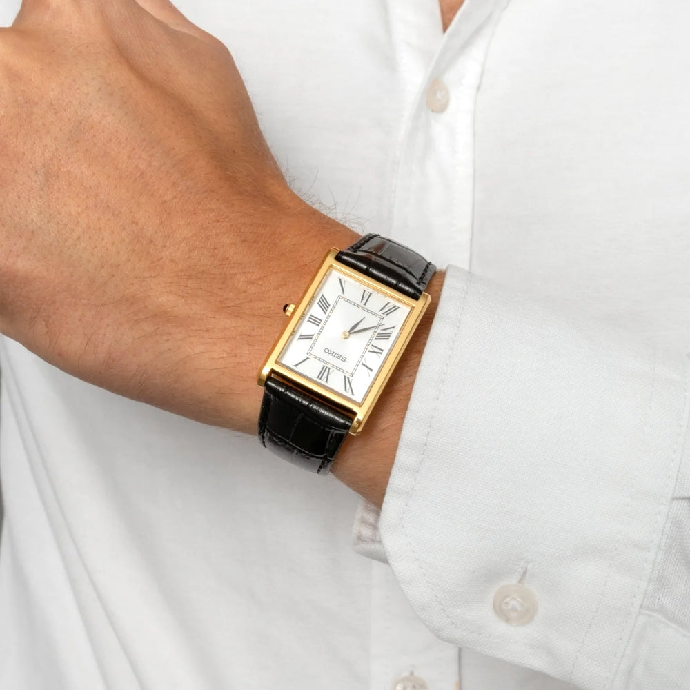 Seiko Conceptual Rectangular Quartz White Dial Ladies Watch  SWR104P1