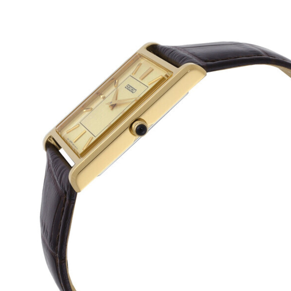 Seiko Conceptual Rectangular Champagne Dial Men's Watch SWR106P1