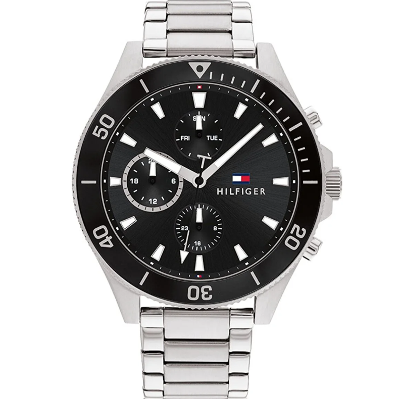 Tommy Hilfiger Silver Tone Chronograph Black Dial Watch TH1791916