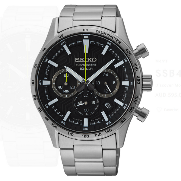 Seiko Conceptual Chronograph Black Dial Men's Watch| SSB413P1