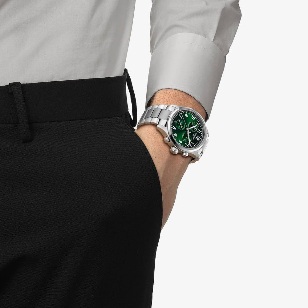 TISSOT CHRONO L GREEN DIAL STAINLESS STEEL WATCH | T116.417.11.092.00