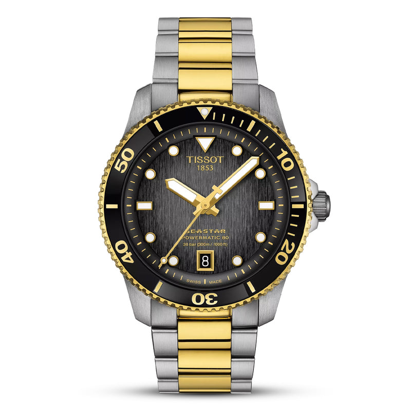 Tissot Seastar 1000 Powermatic 80 Two Tone  Black 40mm Dial Watch | T120.807.22.051.00