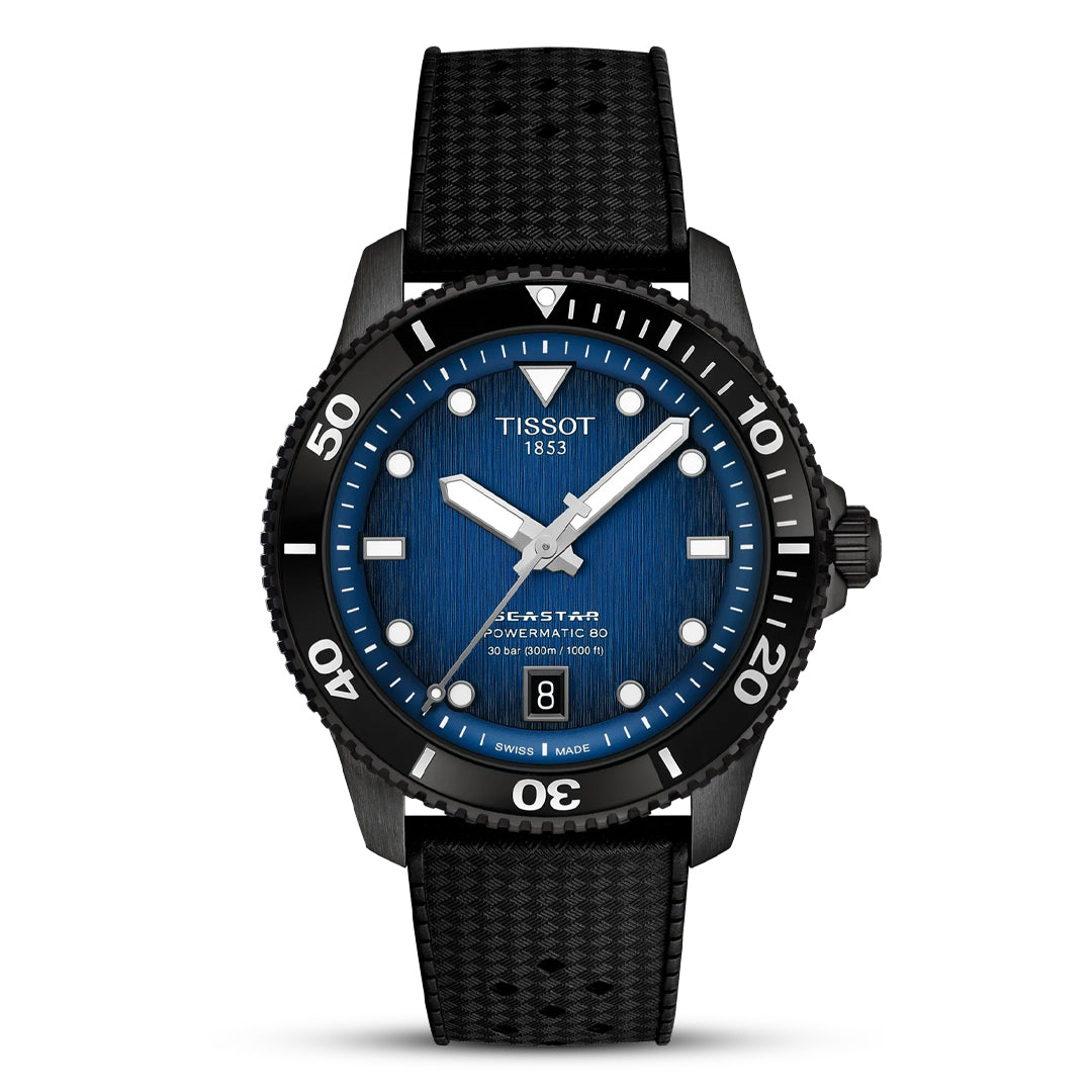 Tissot Seastar 1000 Powermatic 80 Blue 40mm Dial Rubber Strap Watch