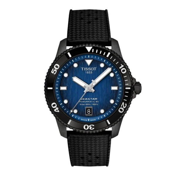 Tissot Seastar 1000 Powermatic 80 Blue 40mm Dial Rubber Strap Watch | T120.807.37.041.00