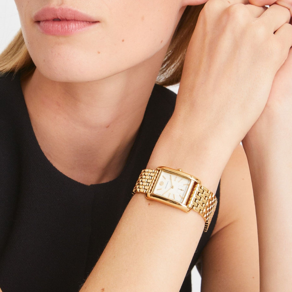 Tory Burch Eleanor Gold Tone White Dial Ladies Watch TBW1060