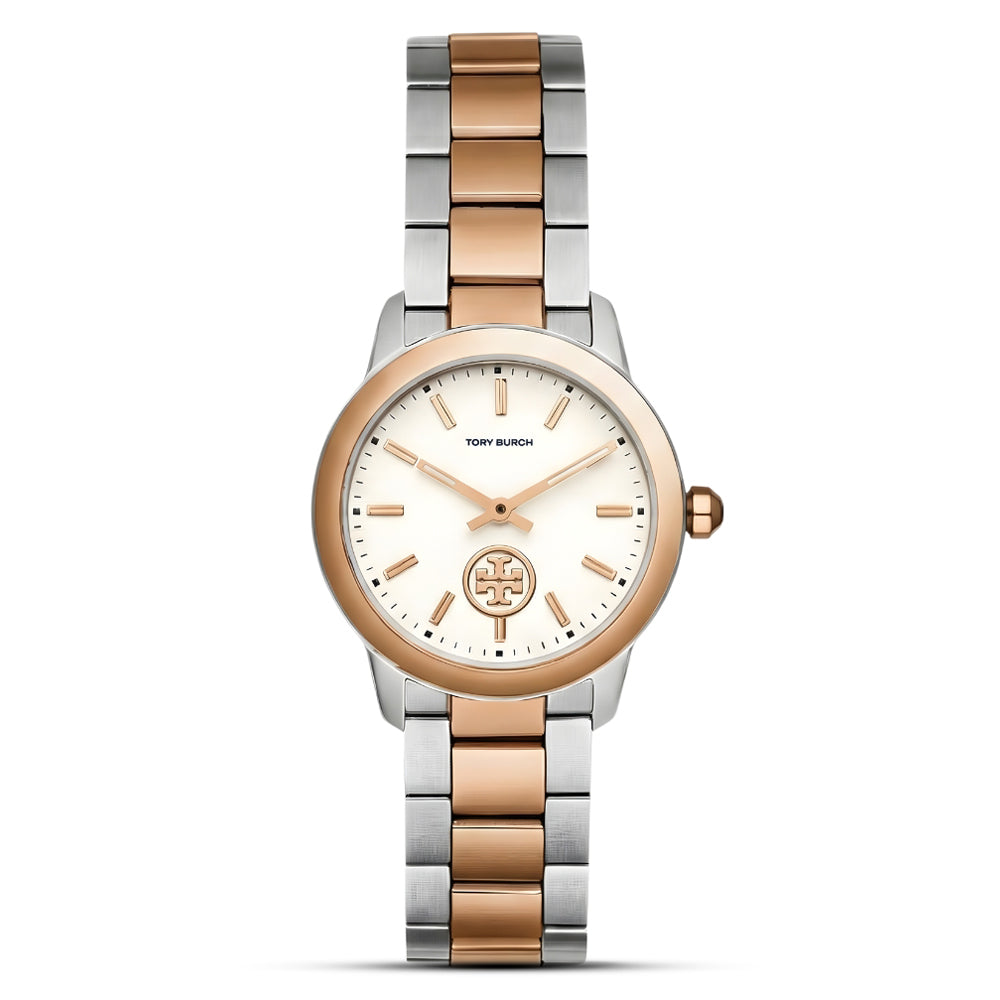 Tory Burch Collins Petite Two Tone White Dial Ladies Watch TBW1305
