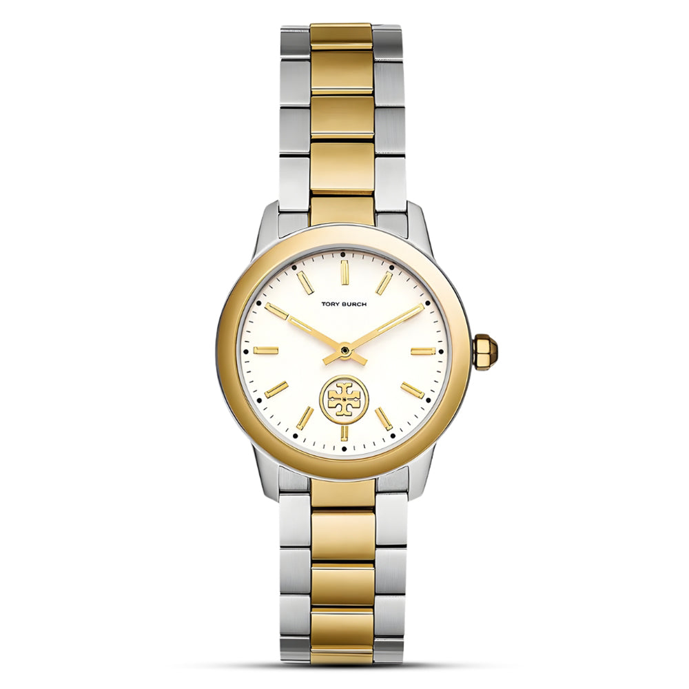 Tory Burch Collins Petite Two Tone White Dial Ladies Watch TBW1306