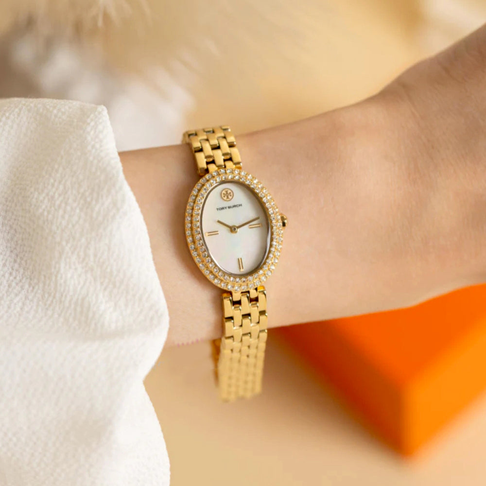 Tory Burch Gold Tone Oval Dial Ladies Watch TBW6034 