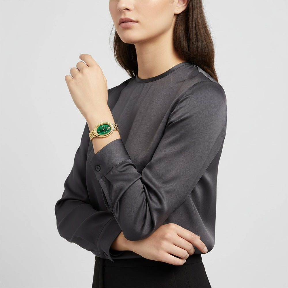 Tory Burch The Oval Green Malachite Dial Ladies Watch TBW6038