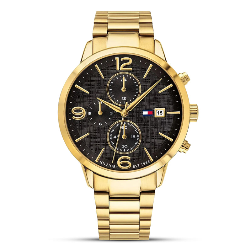 Tommy Hilfiger Gold Tone Chronograph Black Dial Watch TH1710362