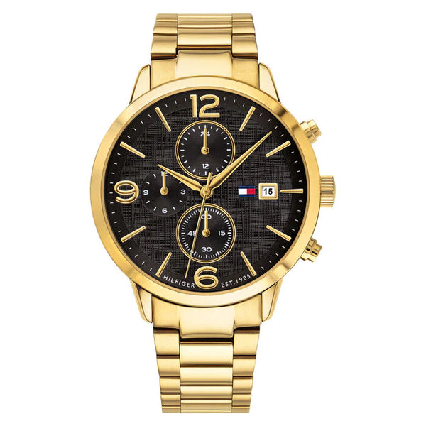 Tommy Hilfiger Gold Tone Chronograph Black Dial Watch TH1710362