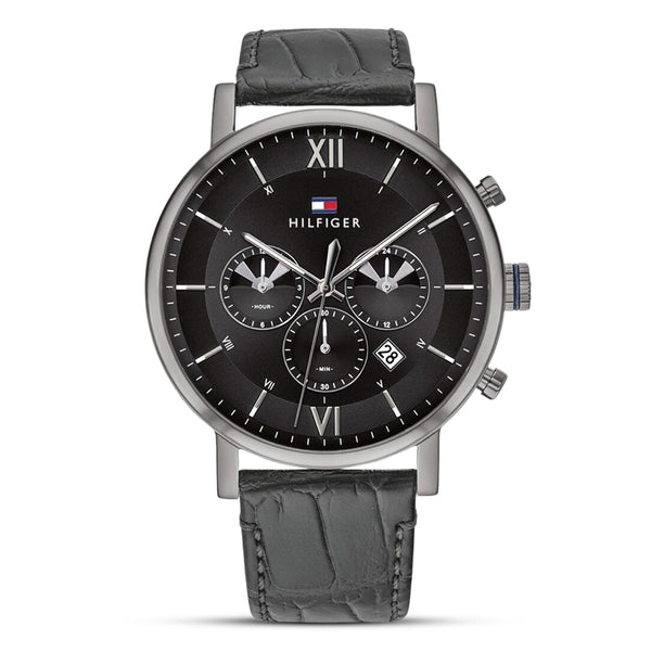 Tommy Hilfiger Heren Horloge Black Dial Leather Watch TH1710395