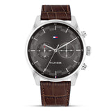 Tommy Hilfiger Grey Dial Brown Leather Strap Men's Watch TH1710422