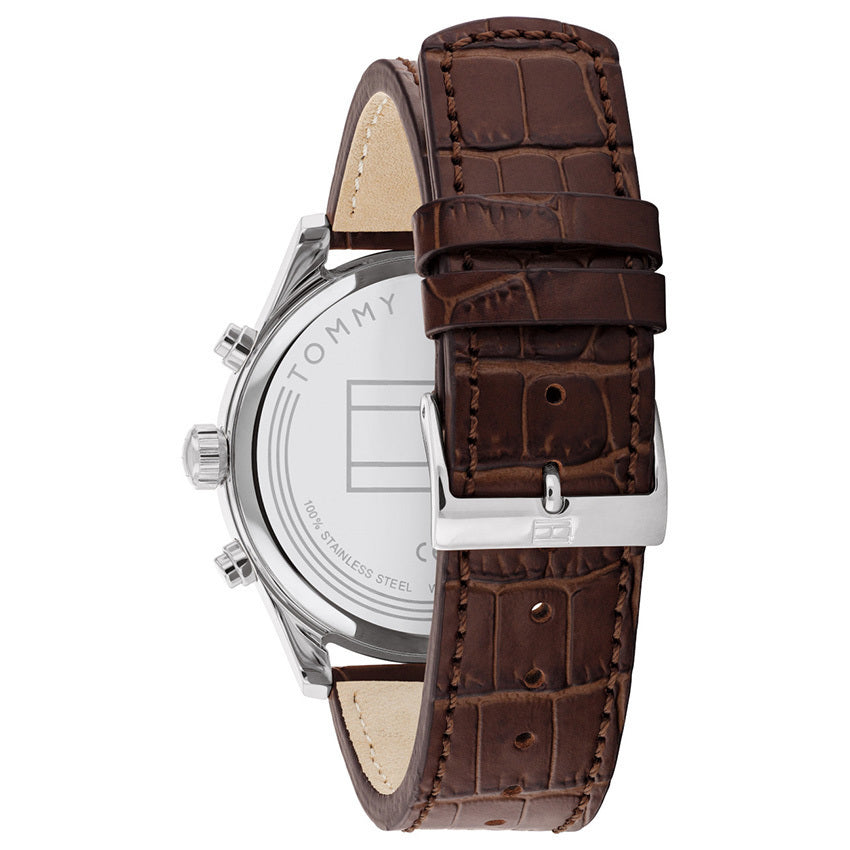 Tommy Hilfiger Grey Dial Brown Leather Strap Men's Watch TH1710422