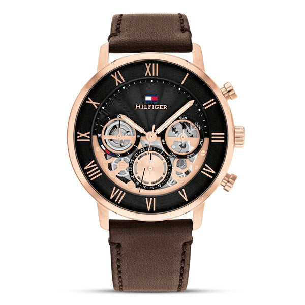 Tommy Hilfiger Legend Black Dial Leather Strap Watch | TH1710566