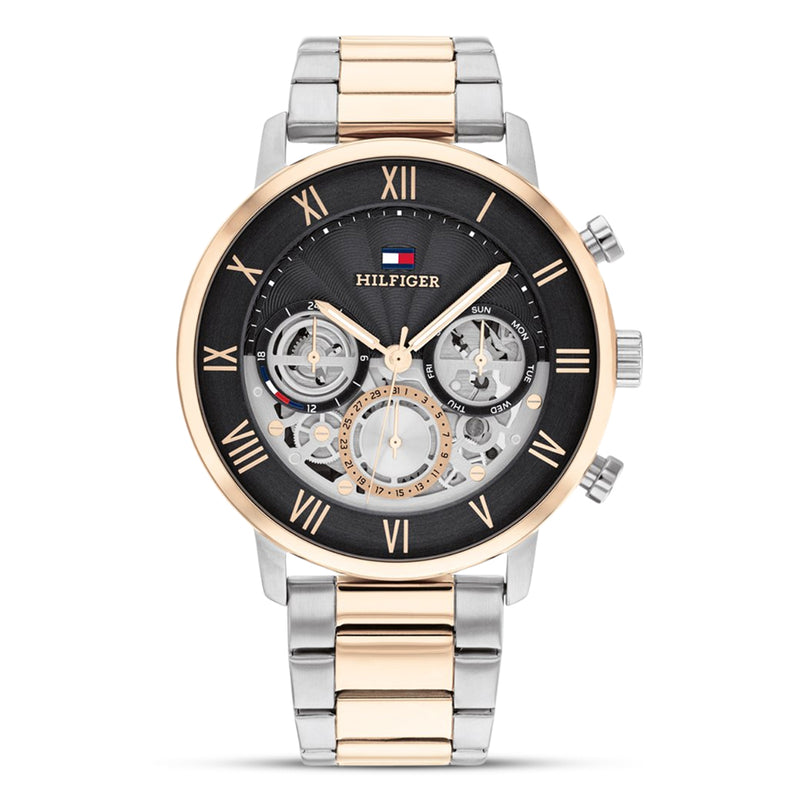 Tommy Hilfiger Two Tone Skeleton Black Dial Men's Watch | TH1710570