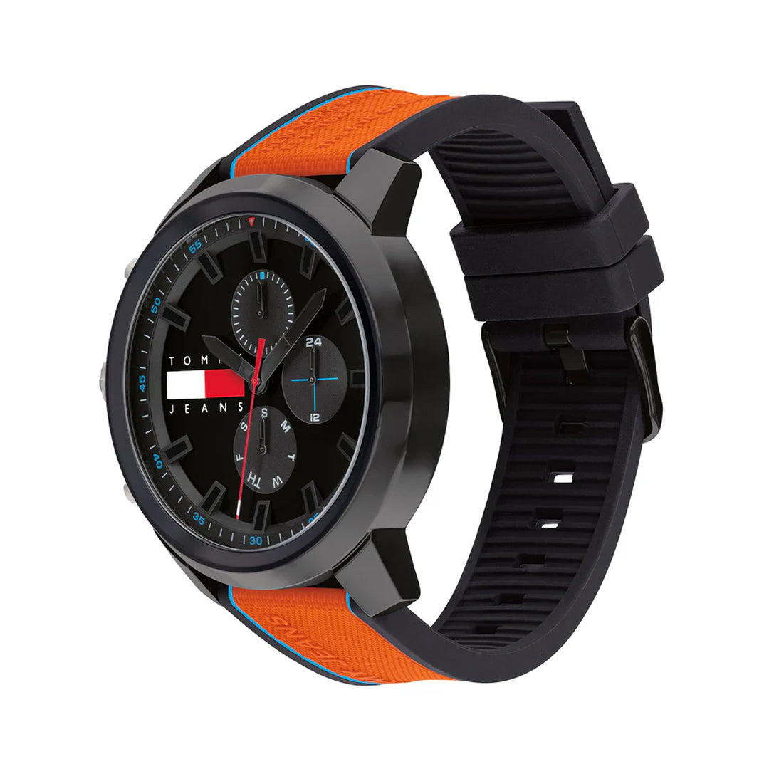 Tommy Hilfiger Black Dial Orange Band Men's Watch | TH1710583