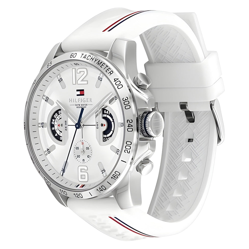 TOMMY HILFIGER ANALOUGUE  WHITE SILICON STRAP MEN'S WATCH TH1710676