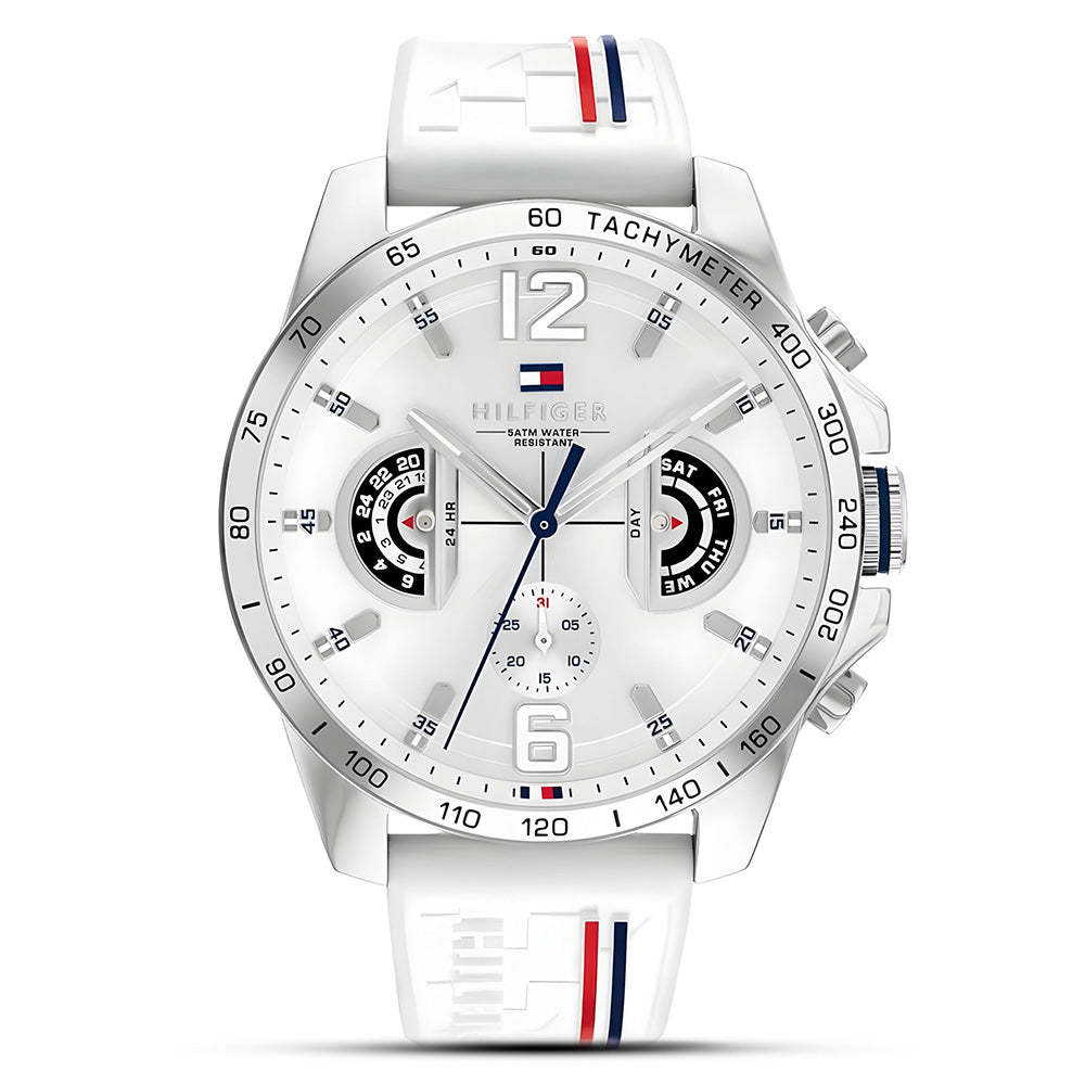 TOMMY HILFIGER ANALOUGUE  WHITE SILICON STRAP MEN'S WATCH TH1710676