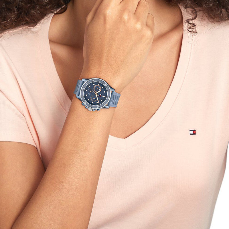 Tommy Hilfiger Indigo Blue Dial Silicone Band Ladies Watch | TH1782571