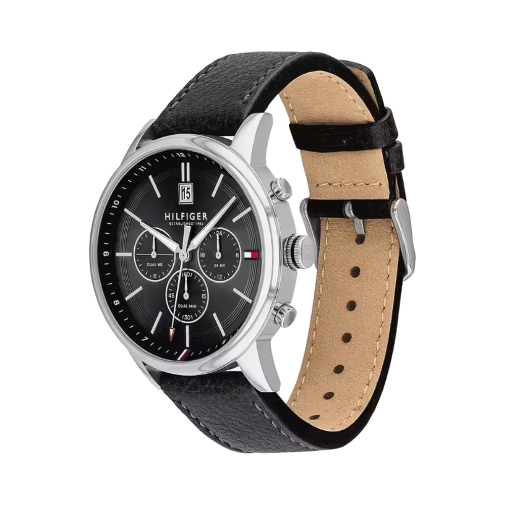 Tommy Hilfiger Black Leather Quartz Men's Watch | TH1791630