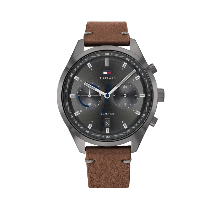 Tommy Hilfiger Bennett Grey Dial Leather Strap Watch TH1791730