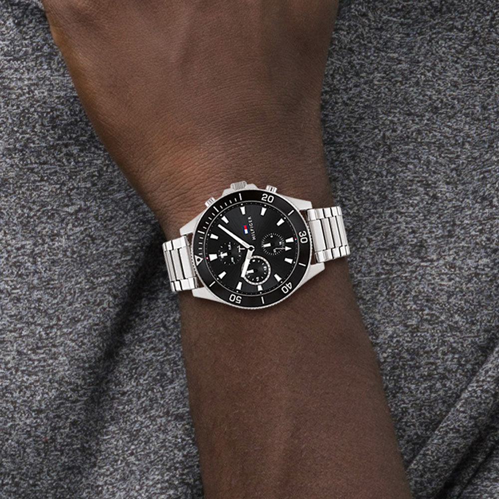 Tommy Hilfiger Silver Tone Chronograph Black Dial Watch TH1791916