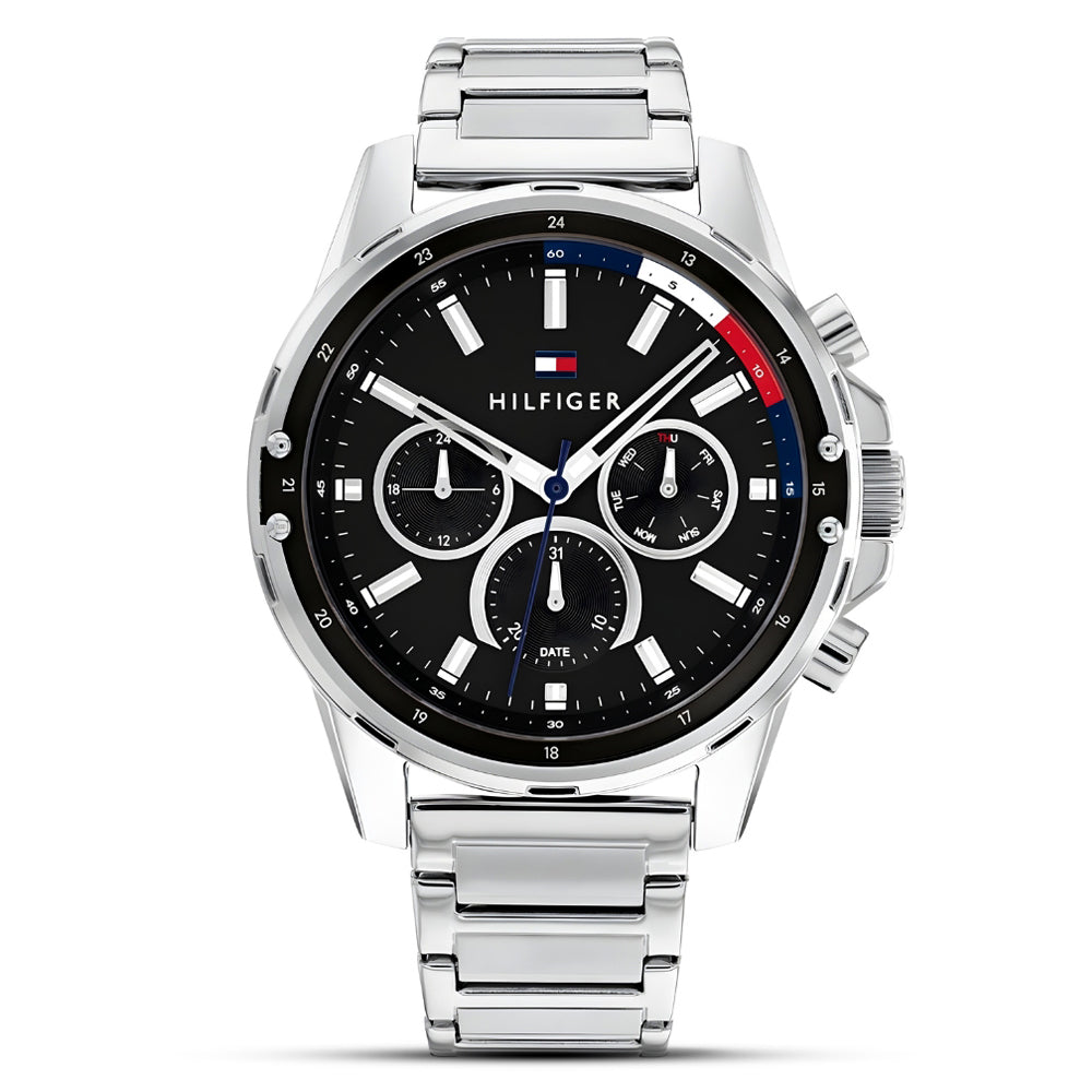 TOMMY HILFIGER QUARTZ SPORTY BLACK DIAL MEN'S WATCH | TH1791936