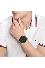 Tommy Hilfiger Ryan Black Dial Green Silicon Strap Watch| TH1791992