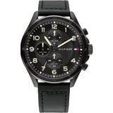 Tommy Hilfiger Axel Black Dial Leather Strap Watch | TH1792004