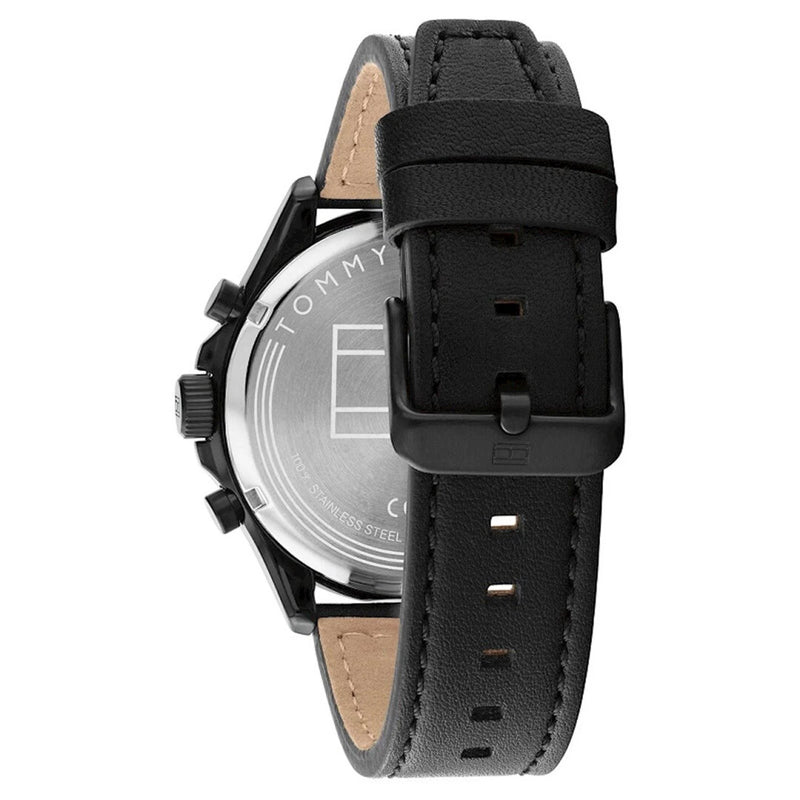 Tommy Hilfiger Axel Black Dial Leather Strap Watch | TH1792004