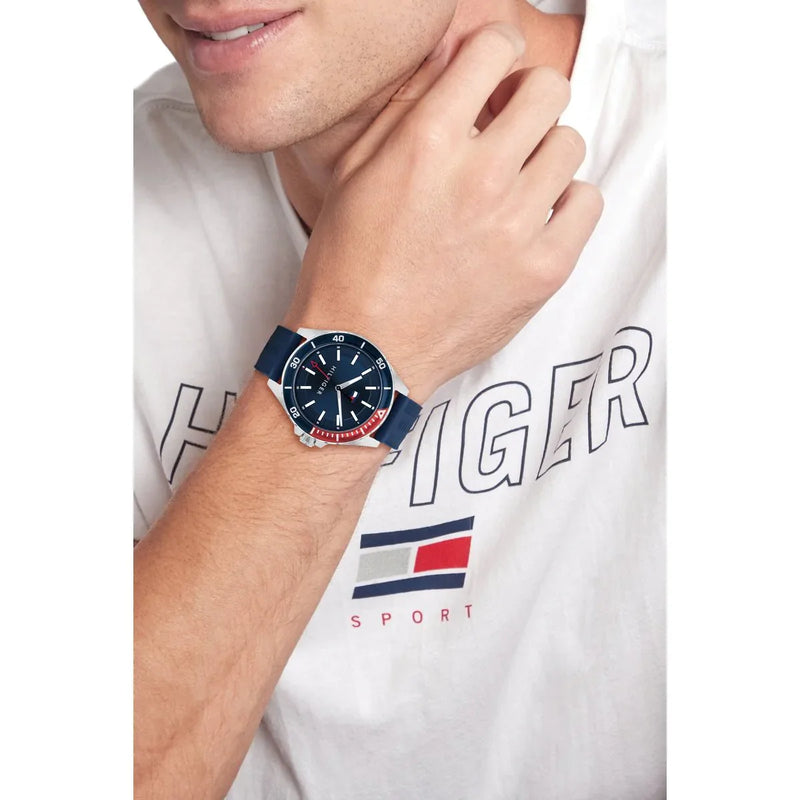 Tommy Hilfiger Logan Blue Dial Silicone Strap Watch | TH1792009