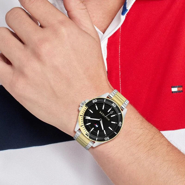 Tommy Hilfiger Logan Black Dial Two Tone Stainless Steel Watch | TH1792013