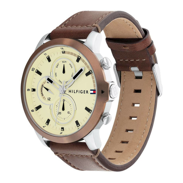 Tommy Hilfiger Jameson Off-White Dial Leather Men's Watch| TH1792053