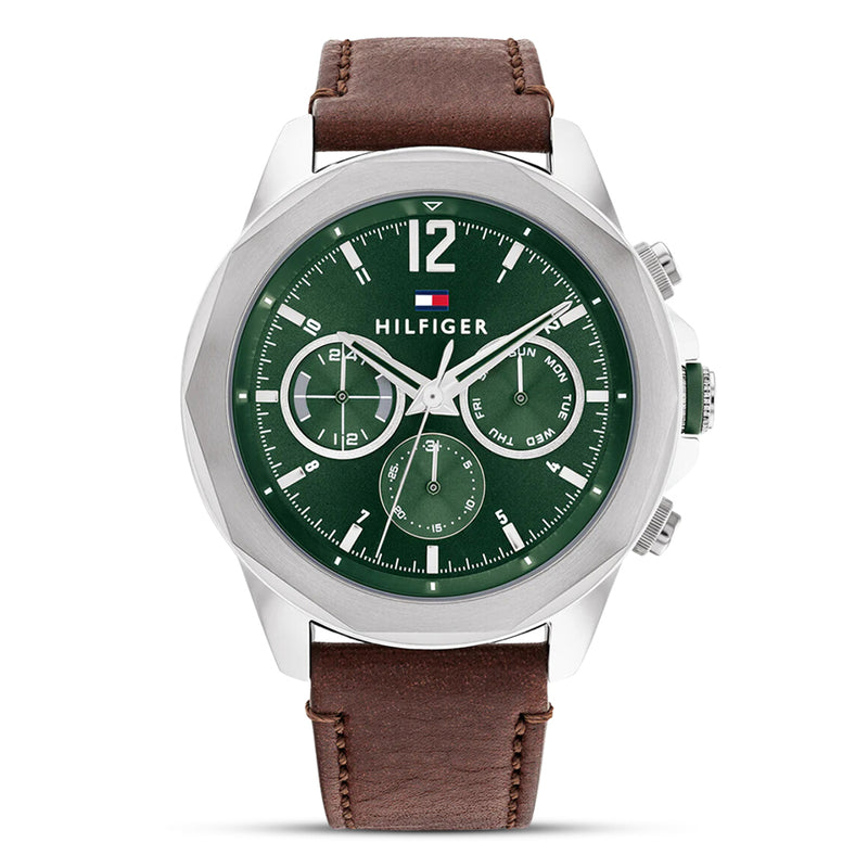 Tommy Hilfiger Jameson Green Dial Leather Strap Watch TH1792064